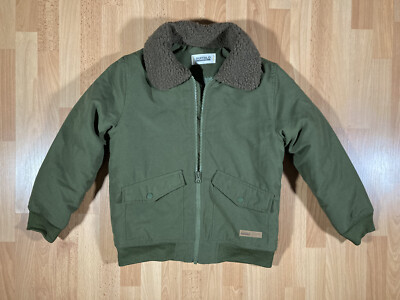 Buffalo David Bitton Army Green Jacket (Kid's Sz 7) Plush Collar Zipper •  EUC