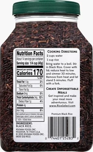 RiceSelect Premium Black Rice Whole-Grain Gluten-Free Non-GMO and Vegan Rice - Image 3 of 4
