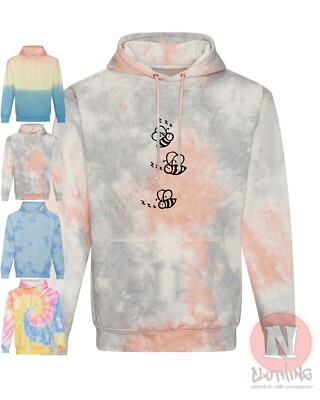 Three Bees Hoodie Tie Dye Dip Dye Marmor Unisex Kapuzensweatshirt 