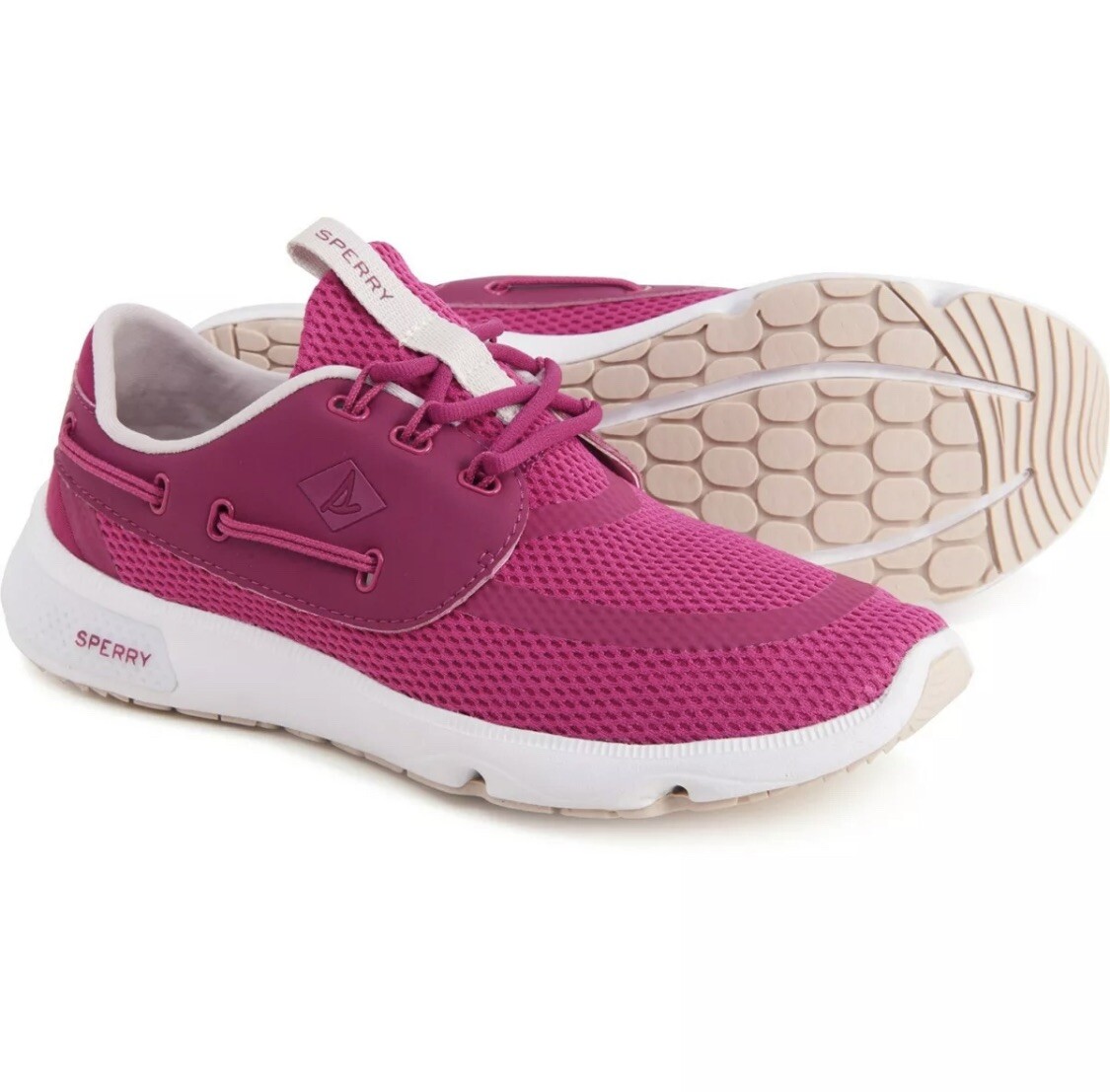 New! Sperry Women Seas 3-Eye Magenta Mesh Upper Sneakers Shoes