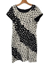Talbots dress size 14 petite  Womens Black ivory Textured Geometric Sheath