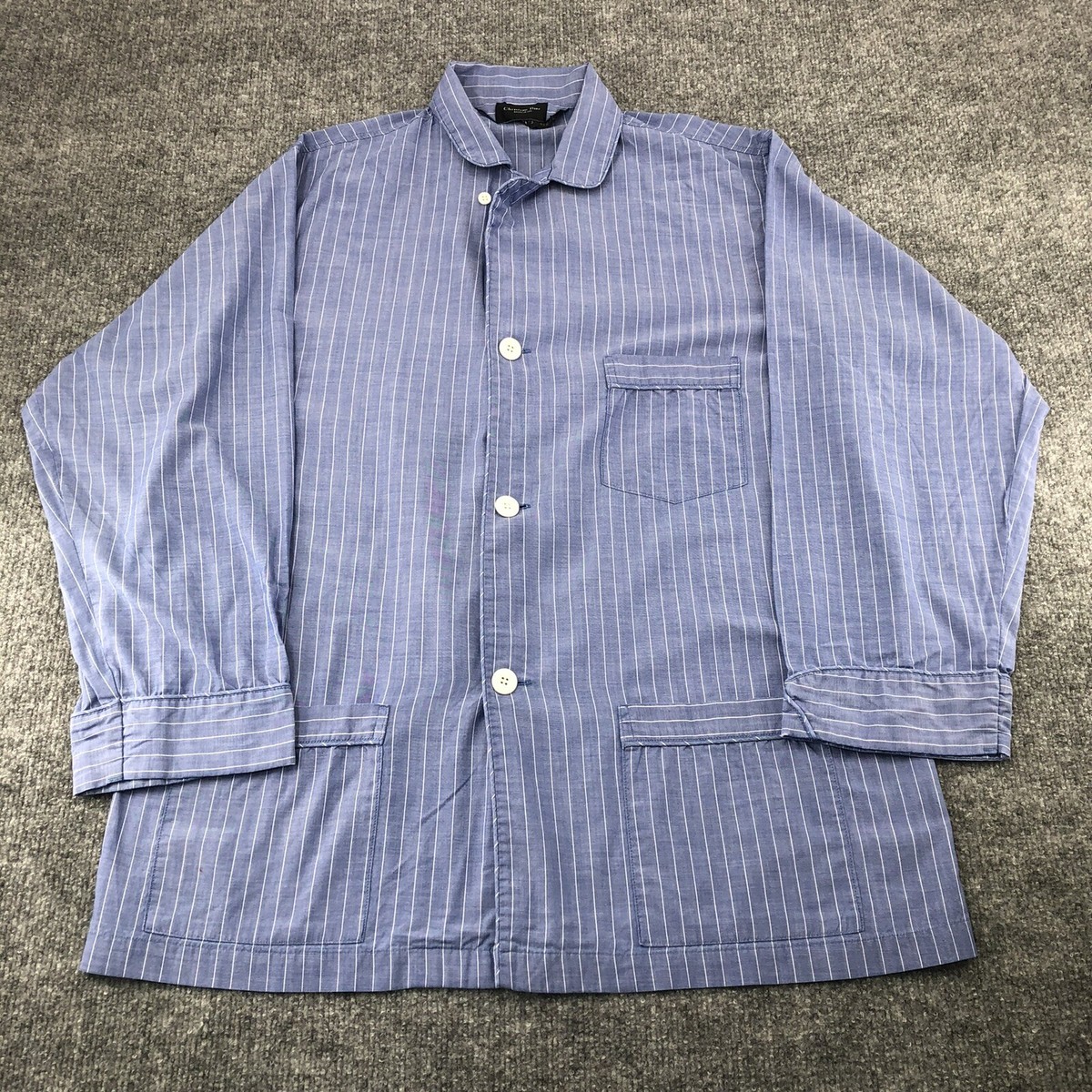 Christian Dior Monsieur Pajama Shirt Mens Large Striped Long 