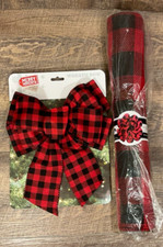 Holiday Time-Red/Black Plaid 9ft Decorative Mesh Matching Bow to make Wreath