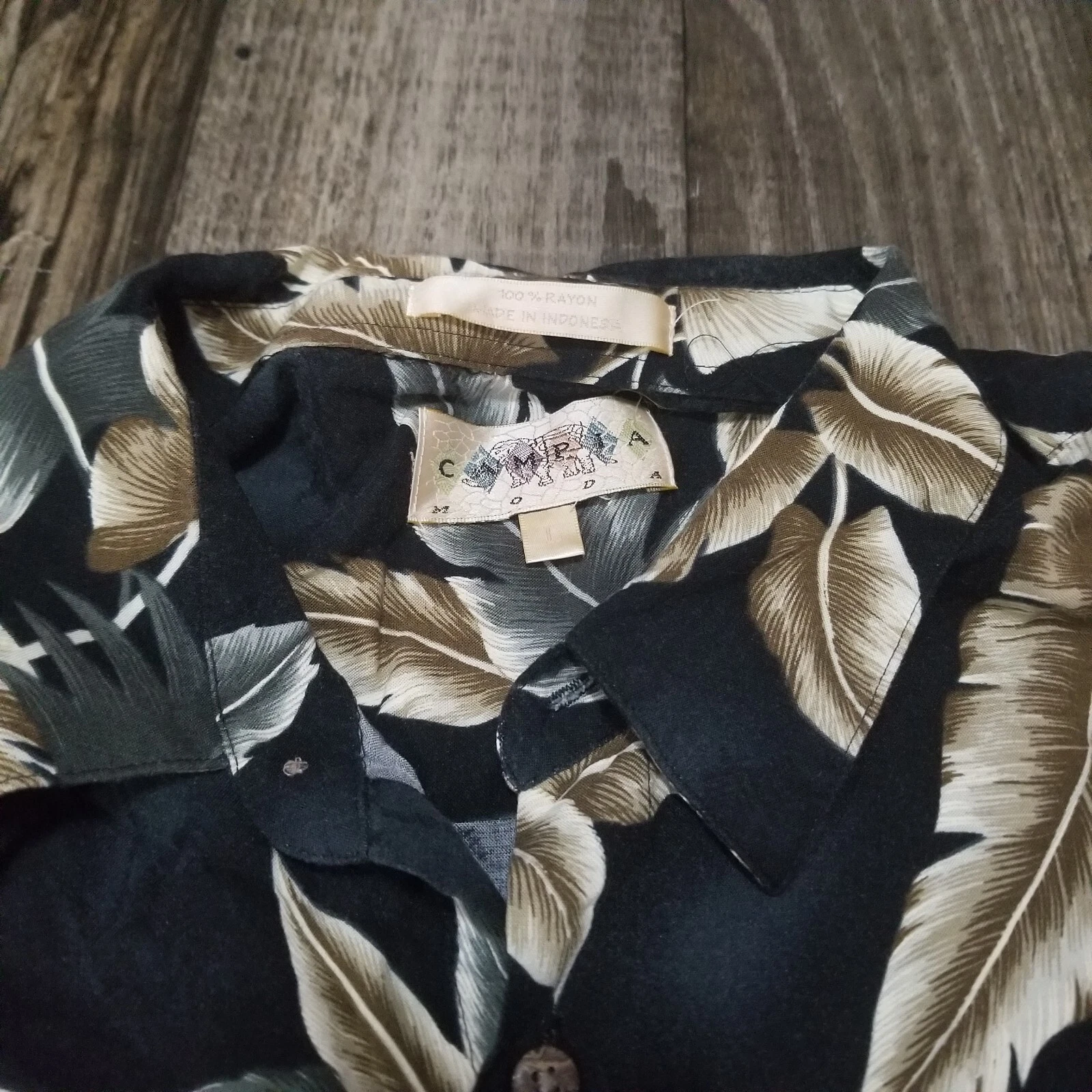 Campia Moda Hawaiian Shirt Short Sleeve Button Down Blue Size Large Rayon