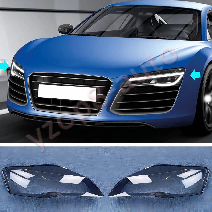 2Pcs  Left Right Side Front Headlight Headlamp Lens Cover For Audi R8 2008-2014 - Image 4 of 4