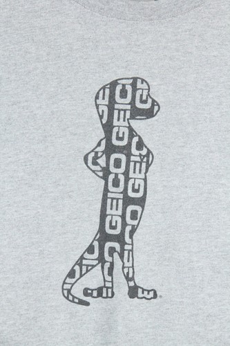 Geico Gecko T Shirt Mens Size Large Crew Gray Short Sleeve Front Logo Insurance - Picture 2 of 6