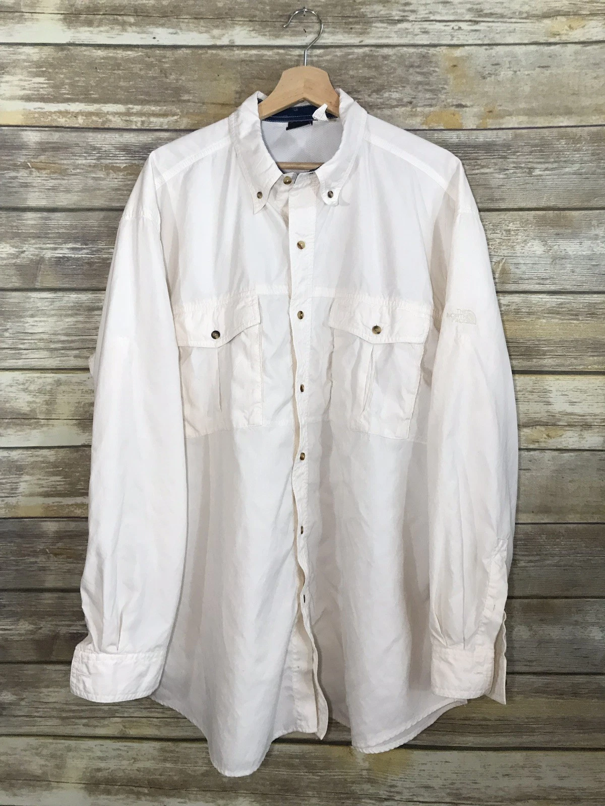 The North Face Men's Shirt Long Sleeve Button Up Outdoor Vented XL Ivory