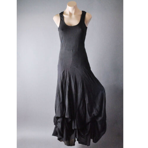 Black Bohemian Summer Casual Beach Women Pullover Long Maxi Dress Sundress S