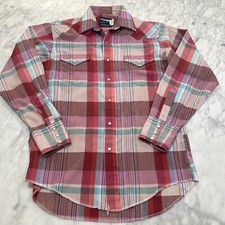 Vintage Wrangler Cowboy Cut Shirt Men s 15 1/2-34 X-long Tails Pearl Snap