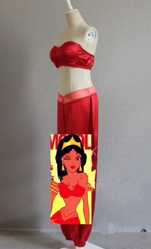 Abito principessa lampada di Aladdin gelsomino abito fatto rosso costume cosplay - Foto 6 di 6