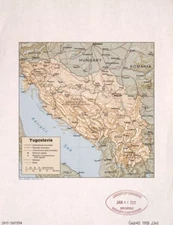 18" x 24" 1981 Map Of Yugoslavia Railroads Roads
