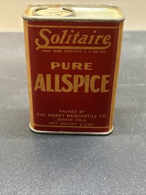 Vintage Solitaire Pure Allspice tin from the Morey Mercantile Co. of Denver