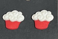 Child  s Handmade Red Cupcake Earrings With White Icing And Hypoallergenic Posts