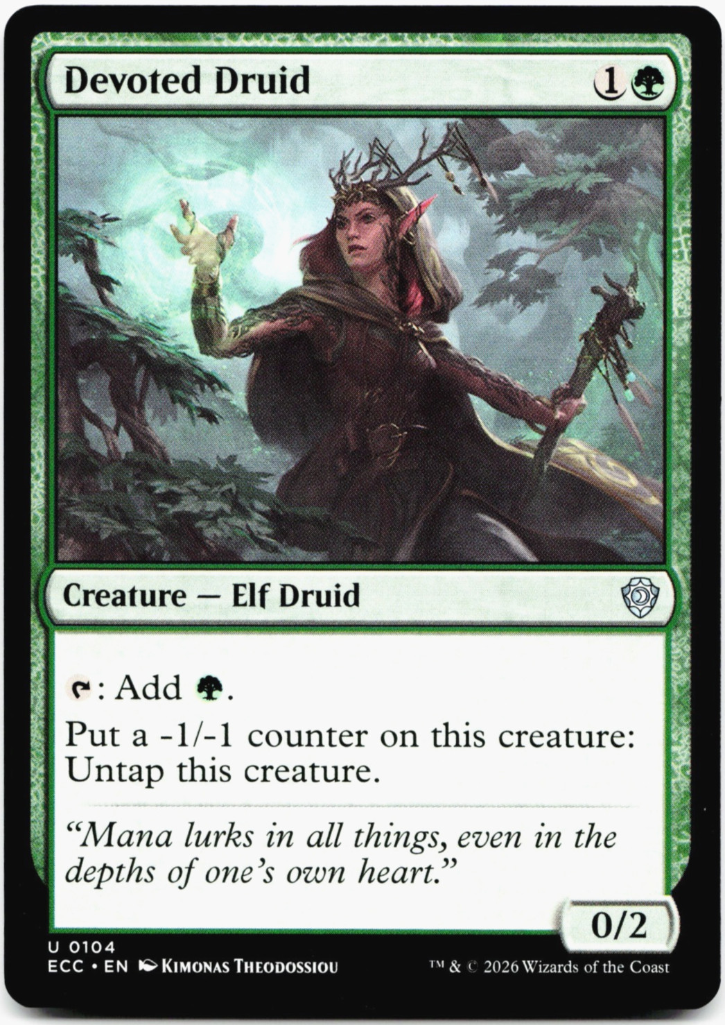 Devoted Druid [Commander: Lorwyn Eclipsed] Magic - MTG ECC 0104 NM 🌳