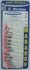 Blakemore 1002-09 Marabou Road Runner 1/16oz Fluor RedHed White Card of 12