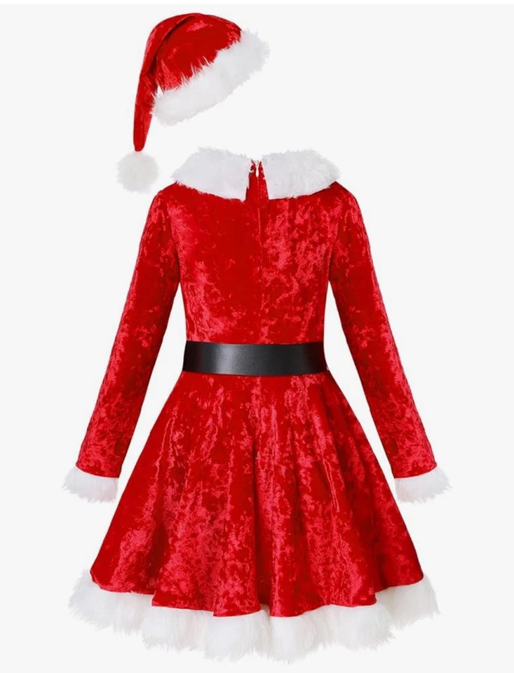Red Christmas Santa Girls Dress S - Image 2 of 4