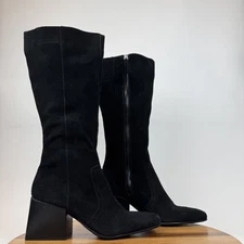 Womens Blondo Tessa Waterproof Black Suede Tall Block Heel Boots Size 11 M GUC