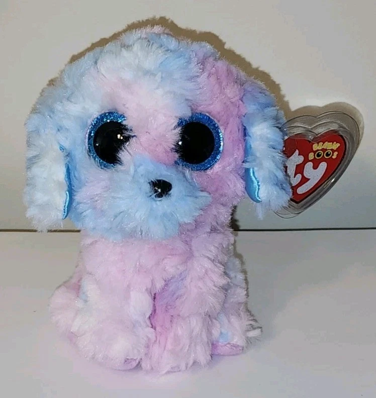 Ty Beanie Boos FLORA the Pink & Blue Ty-Dyed Poodle Dog 6" NEW Plush Stuffed Toy - Image 2 of 4