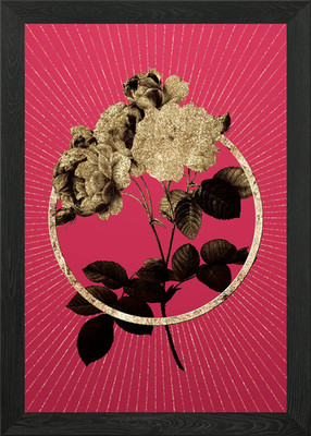Gold Rosa Damast Rose Gerahmtes Wandbild Poster Leinwanddruck Bild