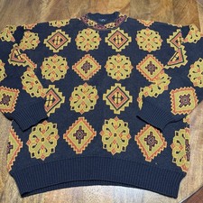 Vintage 90s Wool Geometric Design Sweater Made In Italy Options Sz. 50