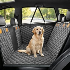 Dog Bed for car Back seat, Dog Back seat Cover Hard Bottom, Leather
