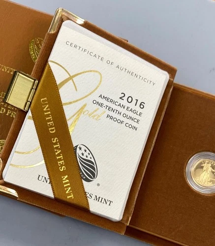 2016 W US Mint 1/10th ozt Proof Gold $5 Eagle Coin  w/ogp L24192