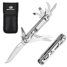 12-in-1 Multitool Pocket Knife with Pouch, Stainless Steel Multitool Knife wi...