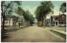 Main Street: Elm Street, Homes and Houses, Dirt Road, Meriden, CT. Pre-1915.