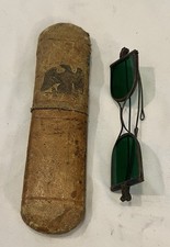 Antique Victorian Era Sunglasses, Green Double Lenses, Folding, Original Case