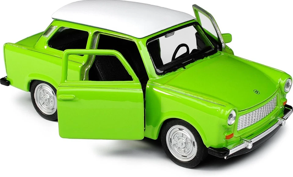 Welly Trabant 601 verde bianco top scala 1:34 1:39 auto pressofusa 4,5... - Immagine 2 di 3