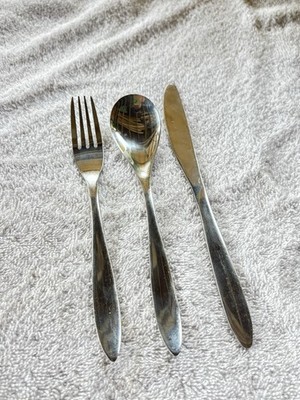 Alaska Airlines Stainless Steel Airplane Knife Spoon Fork Vintage Silverware Vtg