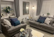 NEXT - French Grey - Scatterback 3 seater sofa &  cuddle chair - Nearly New! ❤️