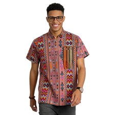 Mens African Print Hawaiian Shirt Casual Short Sleeve Beach Top