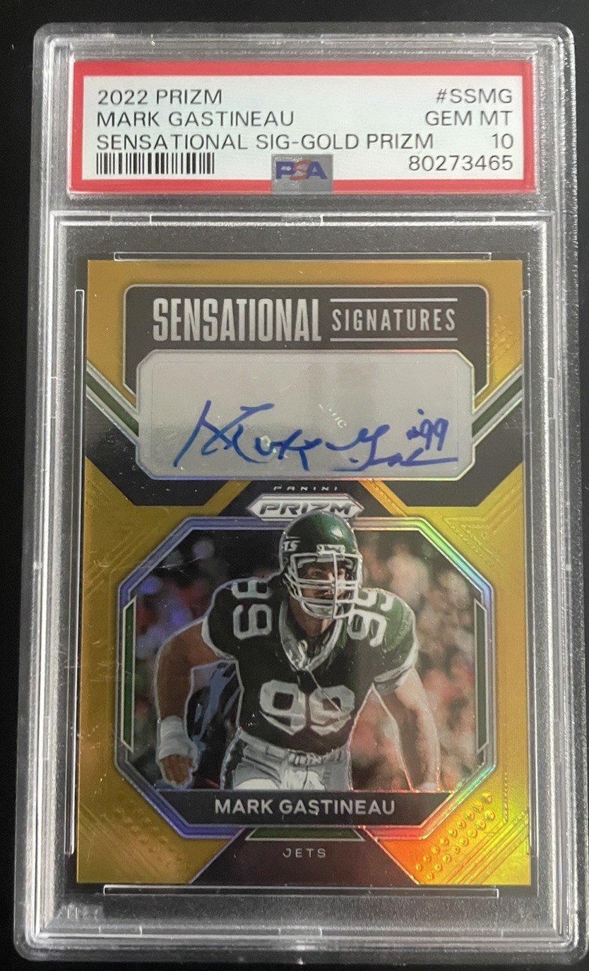 2022 Prizm Mark Gastineau Sensational Signatures Sig Gold Prizm Auto 2/10 PSA 10