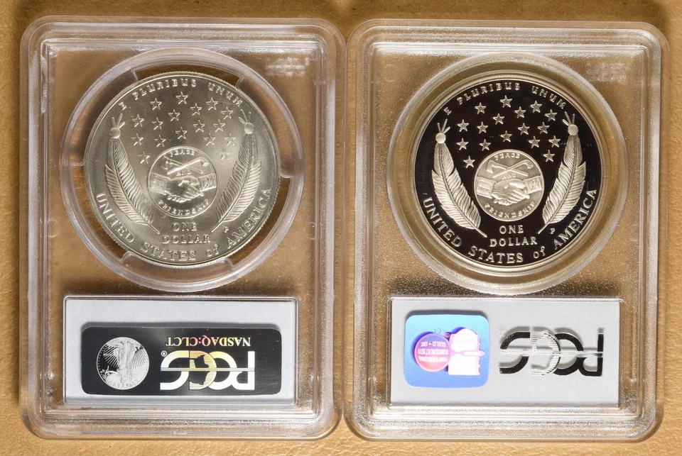 2004 Unc & Proof Lewis & Clark Commemorative Silver Dollars PCGS MS69 & PR69DCAM - Image 2 of 2