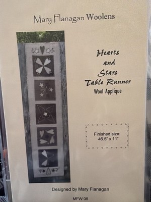 Mary Flanagan Hearts and Stars Table Runner MFW 06 Wool Pattern