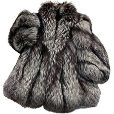 Vintage Voluminous Silver Fox Fur Coat Jacket...