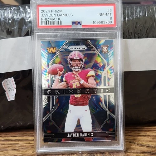Panini 2024 Prizm Prizmatic Jayden Daniels #3 Rookie PSA 8 Washington Commanders
