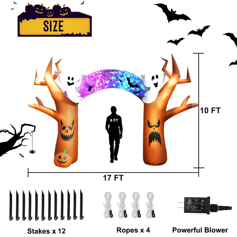 17 FT Halloween Inflatables Outdoor Yard Decorations Spooky LightUp