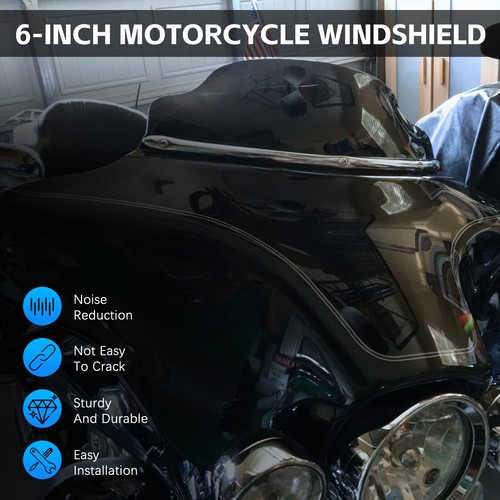 6'' Wave Windshield Screen For Harley Ultra Classic Electra Glide Street Glide - Picture 3 of 8