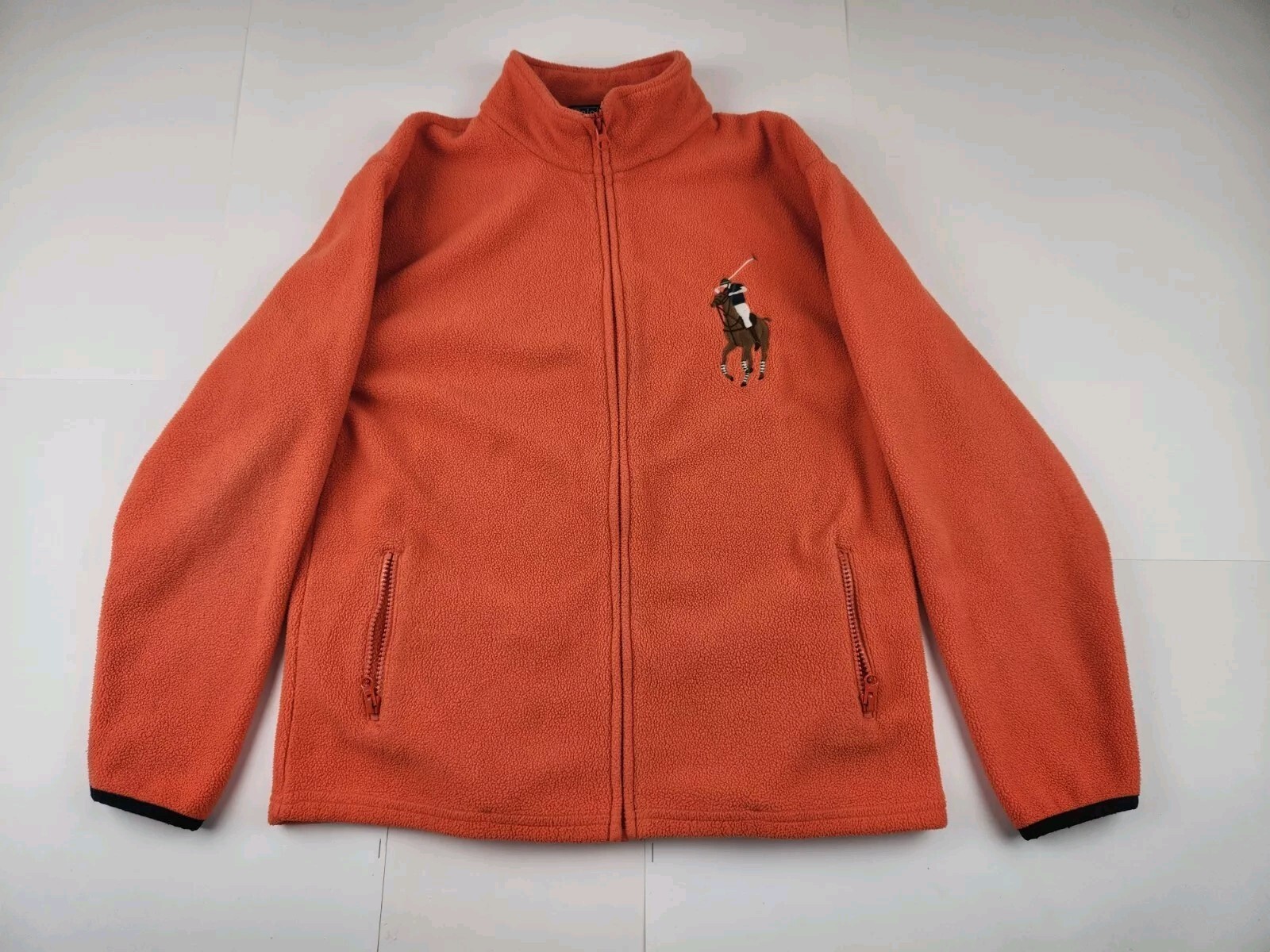 POLO Ralph Lauren Big Pony Logo Full Zip Giacca Pile Gioventù Arancione L (16 18)