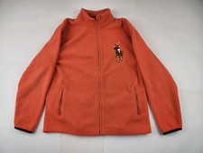POLO Ralph Lauren Big Pony Logo Full Zip Fleece Jacket Youth Orange L 16-18 