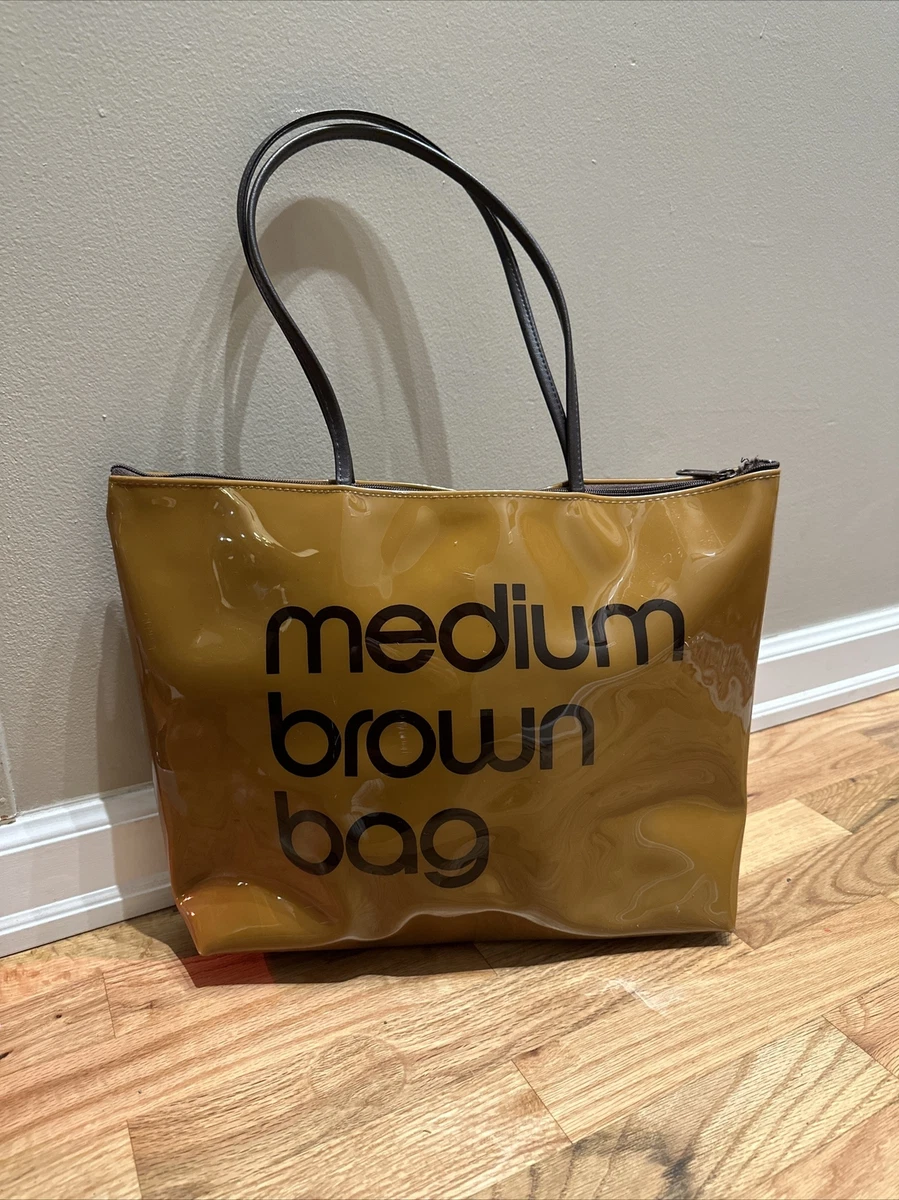 Bloomingdales Medium Brown Bag Reusable Shiny PVC Tote Bag