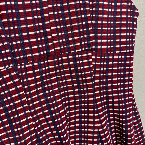 Vintage 60s Mini Dress Womens Small Mod Collar Babydoll Kidcore Striped Maroon - Picture 14 of 18