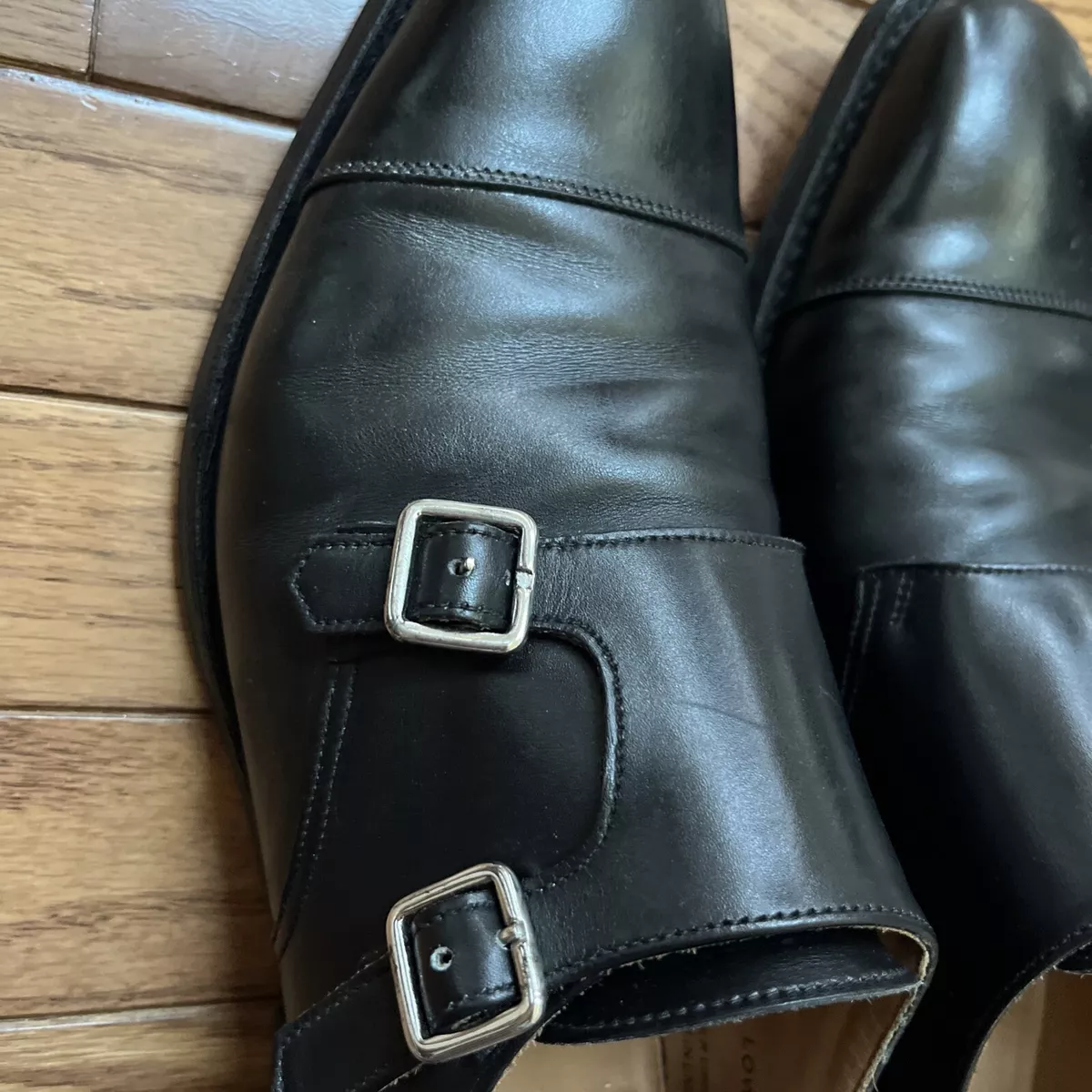 CROCKETT & JONES LOWNDES DOUBLE MONK STRAP Size 7 1/2 E In Black Calf