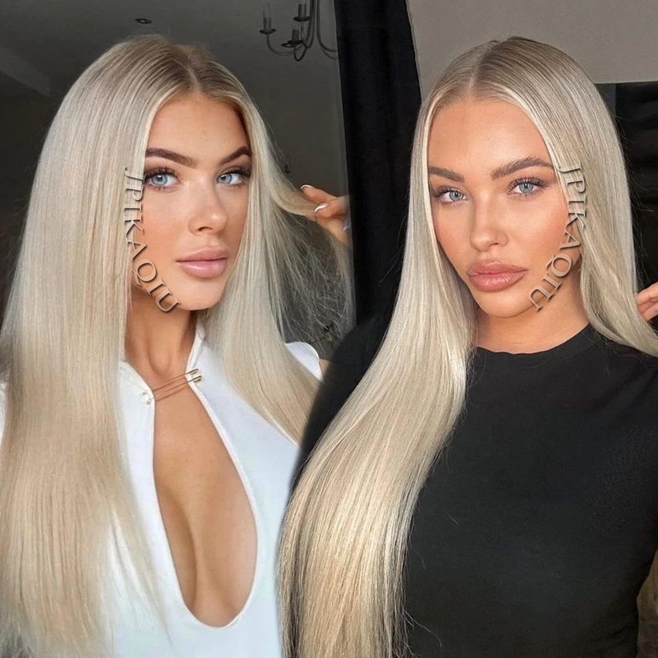 Highlight Blonde Long Straight Synthetic Hair Heat Resistant Lace Front Wig Soft - Image 4 of 4