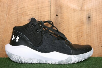 UNDER ARMOUR Grade School UA Jet '21 Black Leather Mesh Basketball Shoes  Sz 6Y