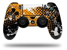 Skin for Playstation 4 Sony PS4 Controller Halftone Splatter White Orange
