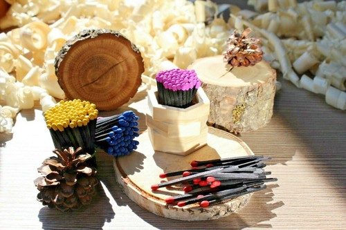 Mini hexagon in three parts matches storage wooden box.Smoking accessory. - Picture 3 of 12