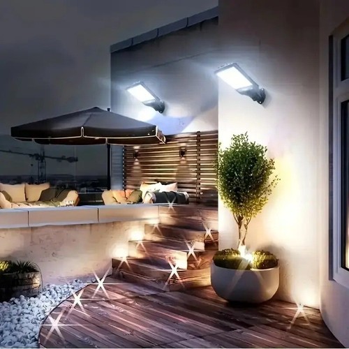 4-Pack Solar Street Lights 108 LED Motion Sensor Outdoor Wall Lamp w/ Remote - Picture 4 of 7